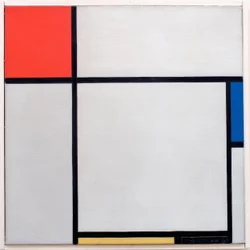 Composizione con rosso, blu, giallo e nero